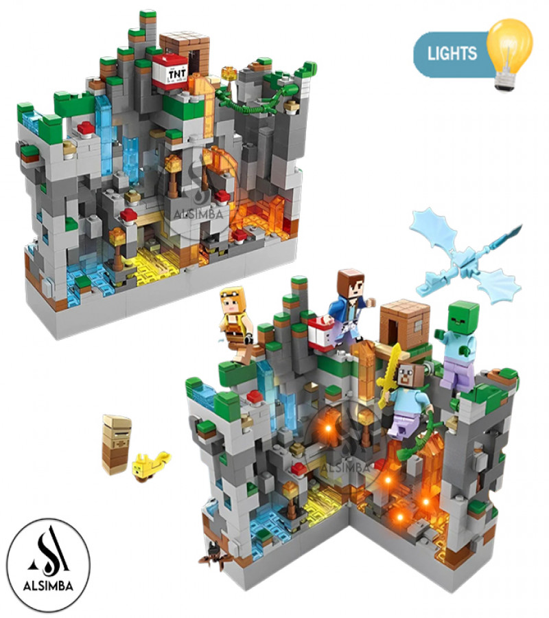 Alsimba Minecraft Building Blocks Set for Kids with LED Lights – 340 Pcs – STEM Toy No.10003 – Ages 6+