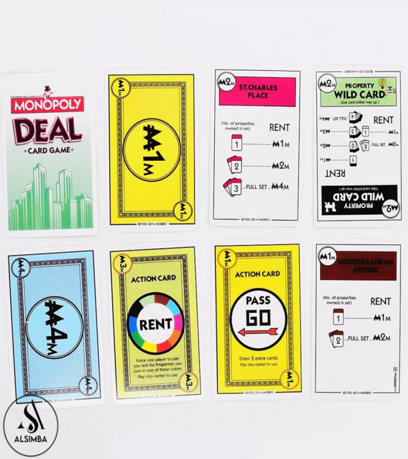 Alsimba Monopoly Deal Card Game – Special Imported Edition 110 Laminated Cards for Kids & Adults, Family Fun – Green
