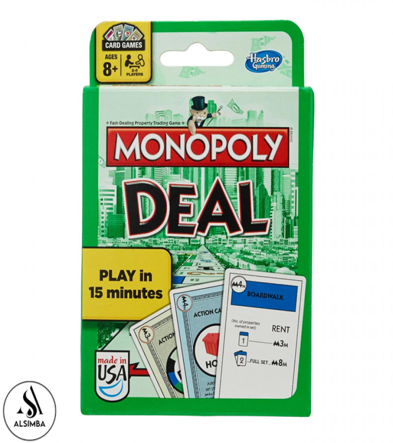 Alsimba Monopoly Deal Card Game – Special Imported Edition 110 Laminated Cards for Kids & Adults, Family Fun – Green