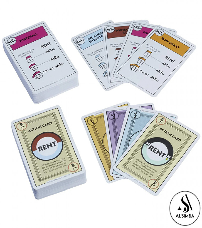Alsimba Monopoly Deal Card Game – 110 Cards Fast Strategy Game for Kids & Adults – Family Fun – Ages 8+ – Black Edition