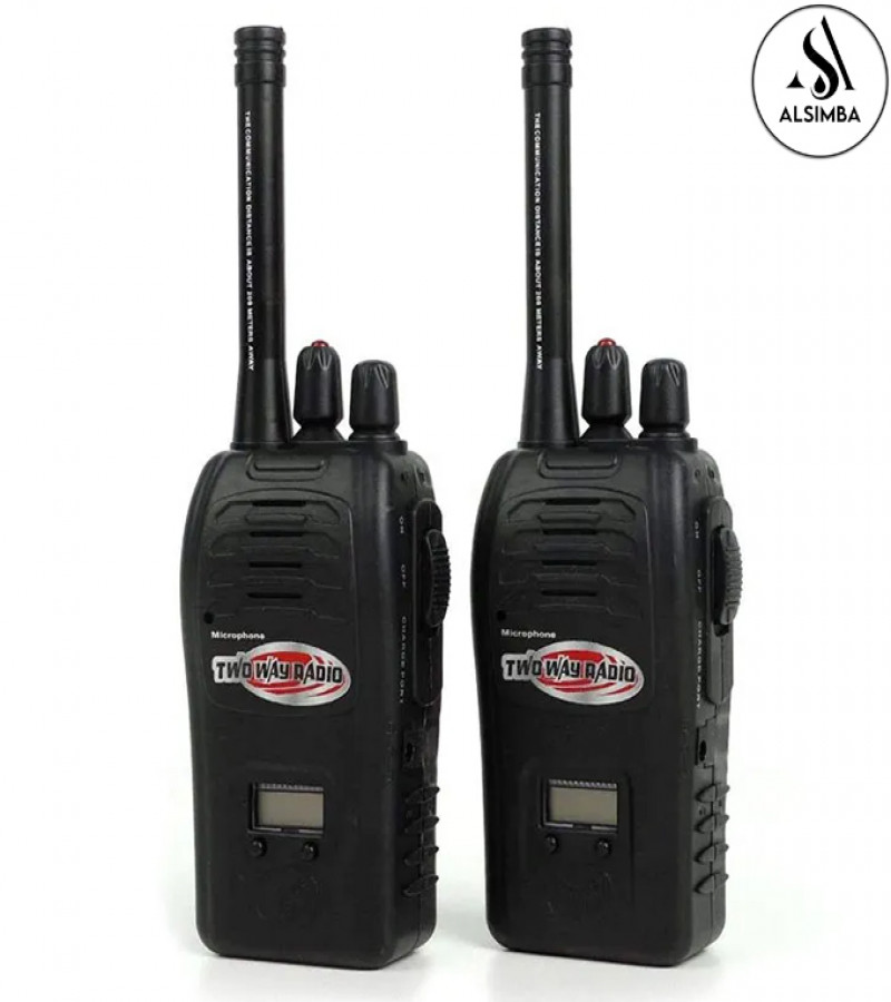 Alsimba 190m Rechargeable Walkie-Talkie Toy Set for Kids – Noise Reduction, 11" Pair Radios, Long Range – Black