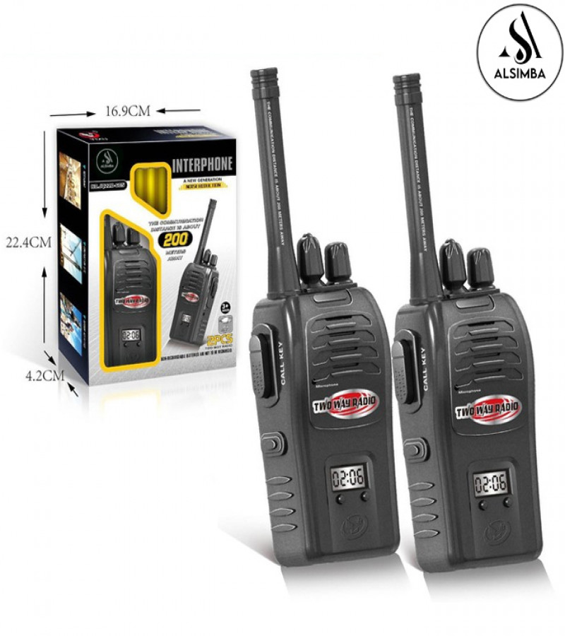 Alsimba 190m Rechargeable Walkie-Talkie Toy Set for Kids – Noise Reduction, 11" Pair Radios, Long Range – Black
