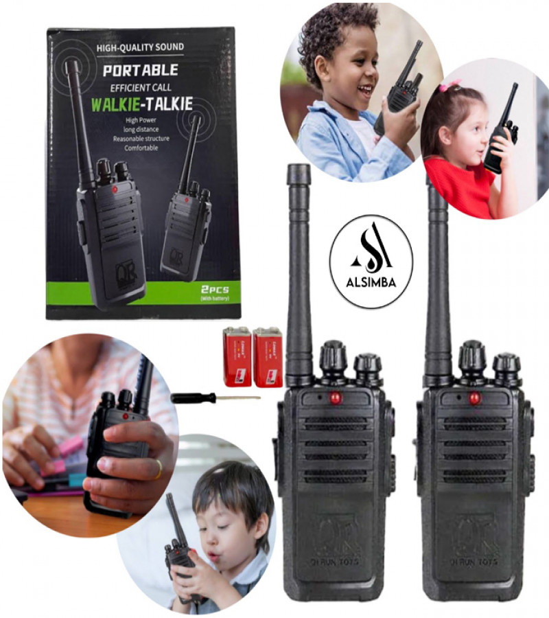 Alsimba Kids Walkie-Talkies Set – 10" Portable 2-Way Radios with Noise Reduction, 50m Range, Battery Operated – Black