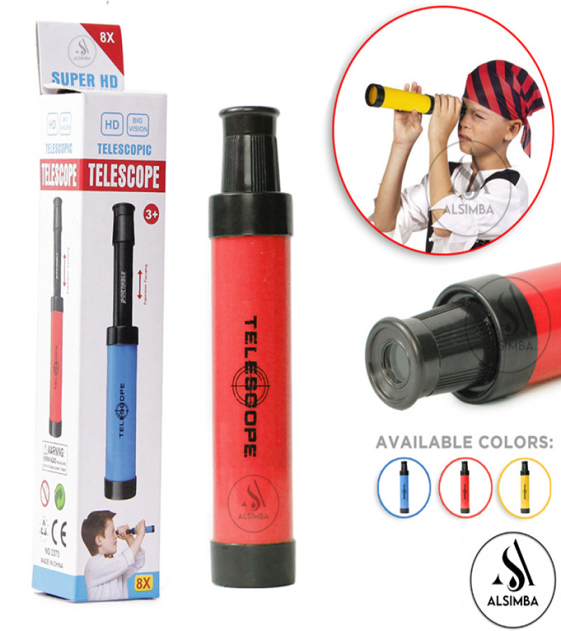 Alsimba Mini Telescope Toy for Kids – Portable Retractable Handheld Spyglass, Pocket Collapsible Science Toy - Red