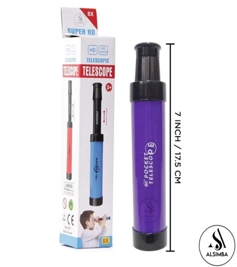 Alsimba Mini Pocket Telescope Toy for Kids – Collapsible Spyglass, Retractable Educational Pretend Play Science Gift