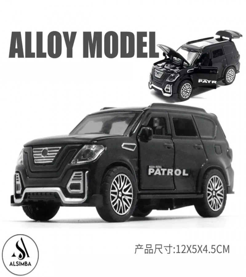 Alsimba Land Cruiser Prado Toy Car – 5" Die-Cast Metal Model, Music & Lights, Openable Doors, Hood & Trunk – Black