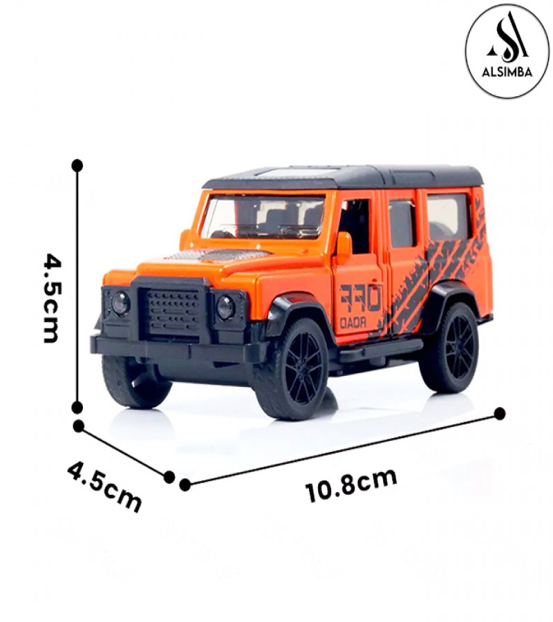 Alsimba Old Defender Off-Road Die-Cast Toy Car – 1:43 Scale – Metal Model – Openable Doors – 3-Inch – Orange
