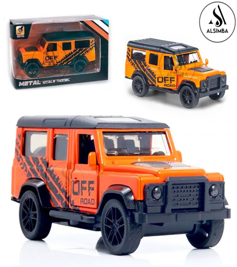 Alsimba Old Defender Off-Road Die-Cast Toy Car – 1:43 Scale – Metal Model – Openable Doors – 3-Inch – Orange