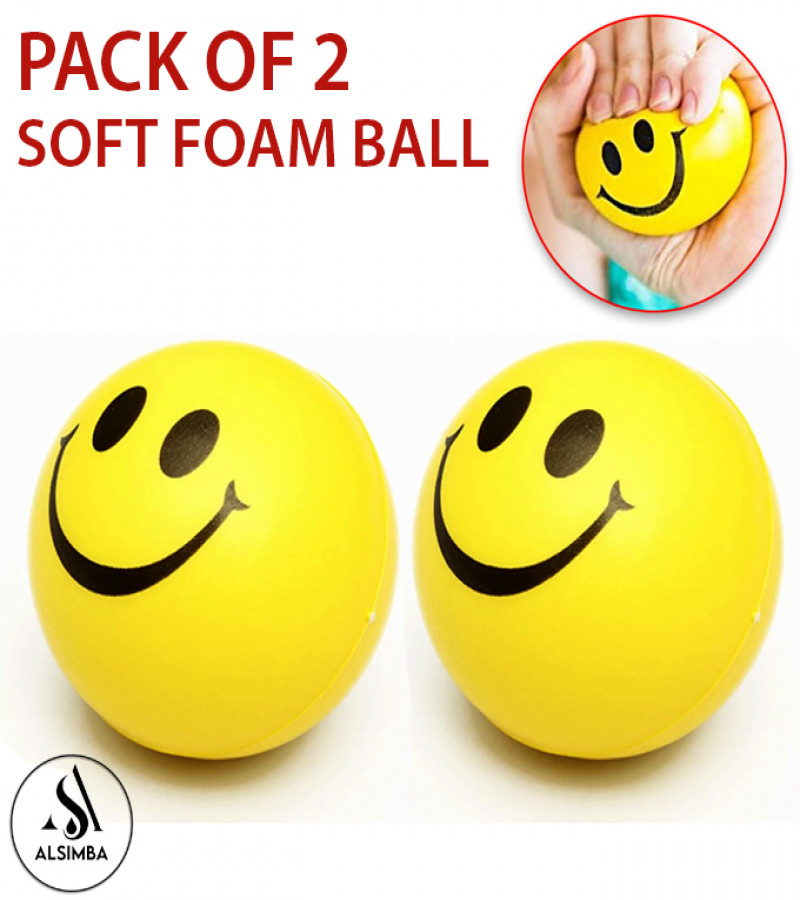 Alsimba 2-Pack Soft Foam Smiley Emoji Balls for Kids – High-Density, Lightweight Indoor Play Balls for Ages 3+