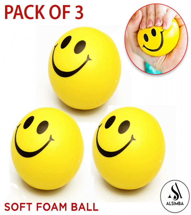 Alsimba 3-Pack Soft Foam Smiley Emoji Balls for Kids – Lightweight Indoor Play Balls – Safe, Easy Grip, Ages 3+