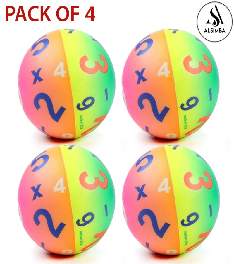 AlsimAlsimba 4-Pack Digital Rainbow Soft Foam Balls for Kids – Lightweight High-Density Indoor Training Balls Age 3+