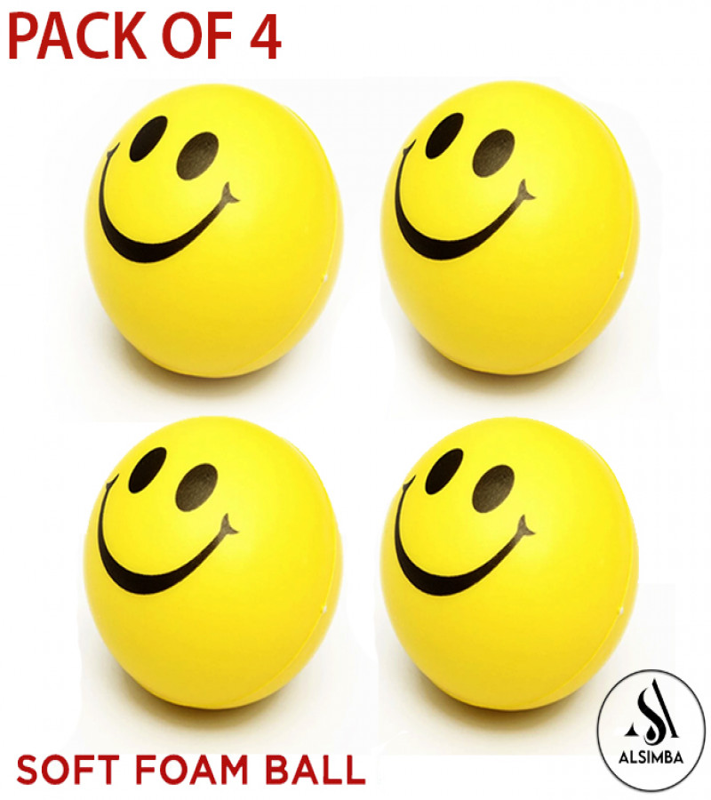 Alsimba Pack of 4 Soft Foam Emoji Balls for Kids - High-Density Lightweight Indoor Balls for Ages 3+ Fun & Safe Play