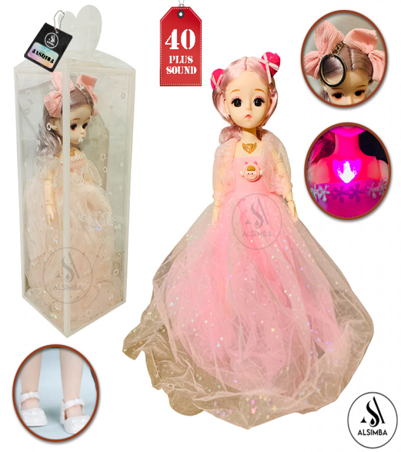 Alsimba Pink Princess Fairy Doll Bride Dress Set - 15" Anime Korean Face, 40+ Sounds, 20+ Joints, Gift Box & Keychain