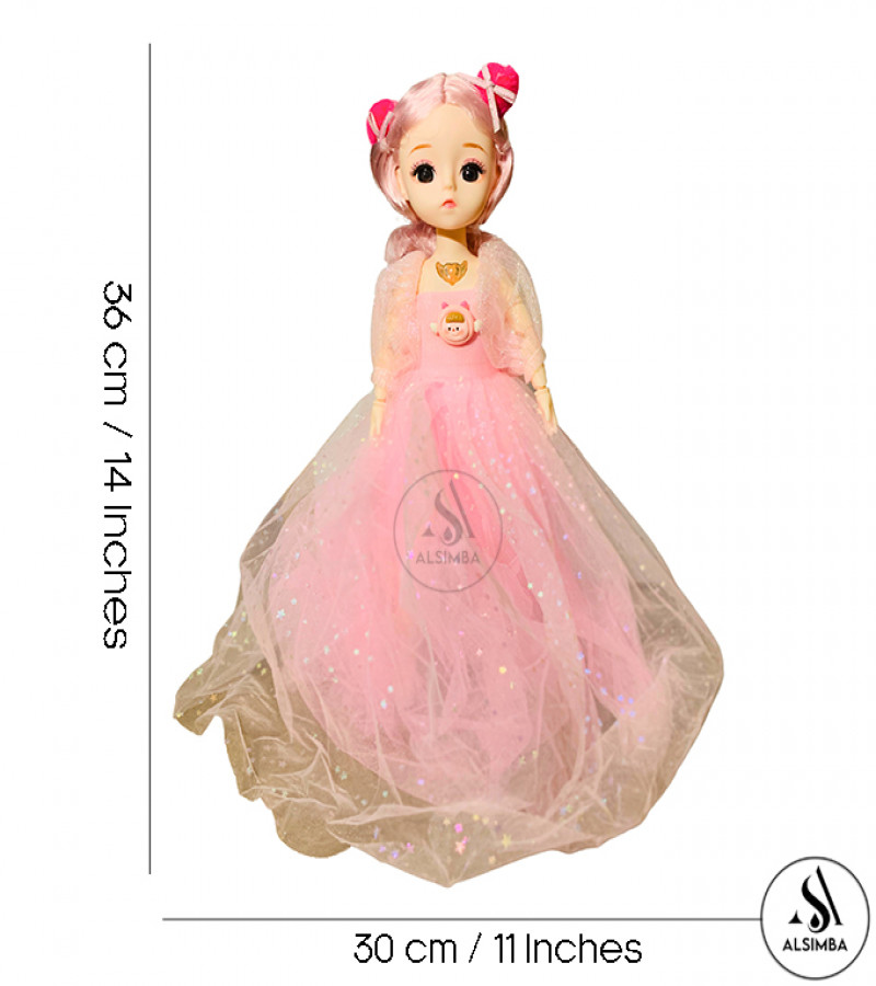 Alsimba Pink Princess Fairy Doll Bride Dress Set - 15" Anime Korean Face, 40+ Sounds, 20+ Joints, Gift Box & Keychain