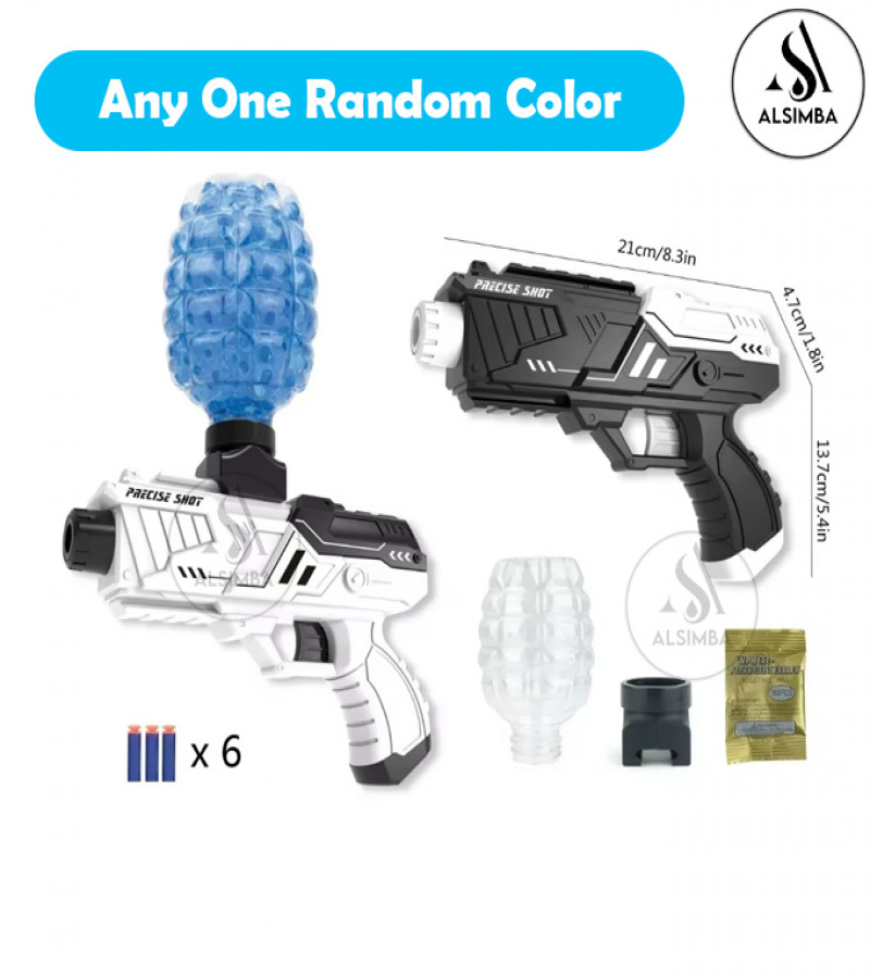 Alsimba 2-in-1 Gel Blaster & Dart Gun – Precise Shot Manual Reload Toy – Gel Ball & Nerf-Compatible – White Edition
