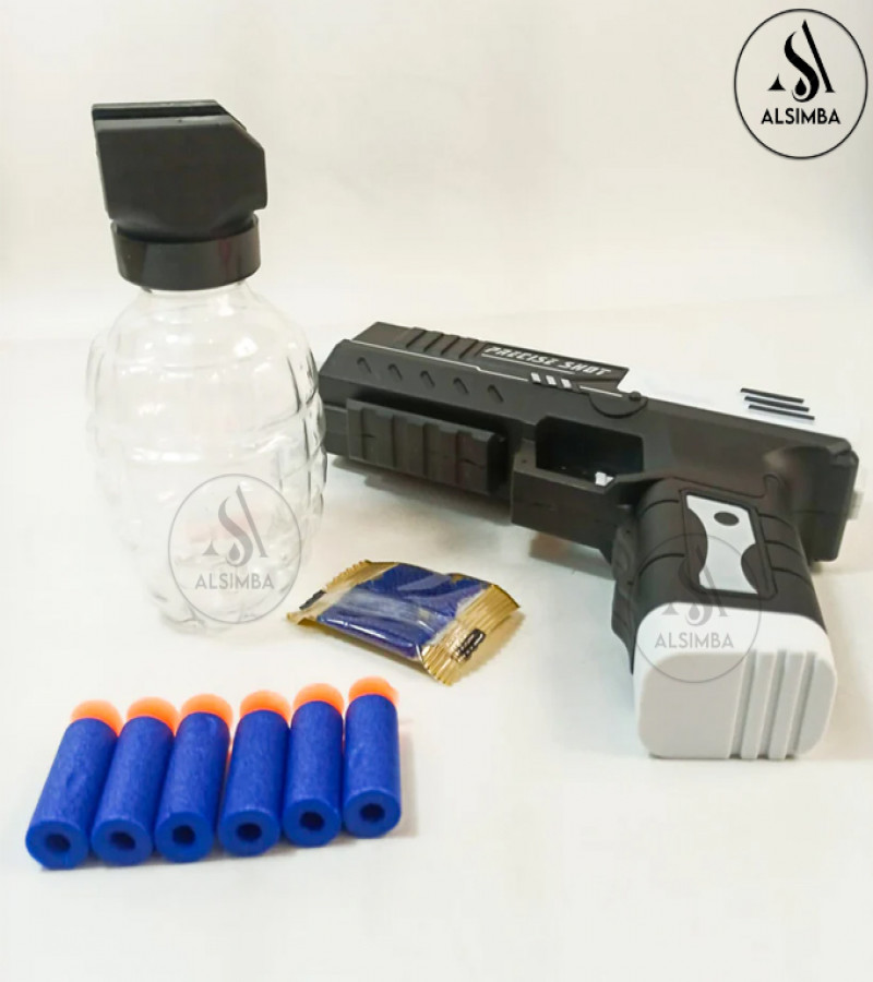 Alsimba 2-in-1 Gel Blaster & Dart Gun – Precise Shot Manual Reload Toy – Gel Ball & Nerf-Compatible – White Edition