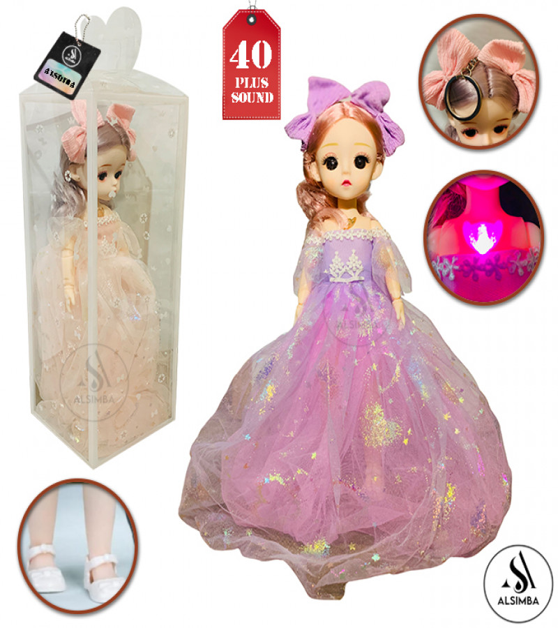 Alsimba Fairy Princess Barbie Doll with 40+ Sounds – Korean Anime Face, 20 Joints, Wedding Dress, Keychain Gift Toy
