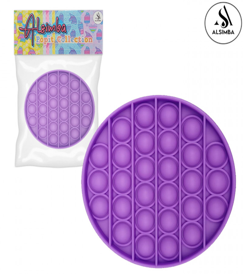 Alsimba Push Popit Bubble Fidget Toy for Kids – 5 Inch Circle – Silicone Stress Reliever – Purple Sensory Toy