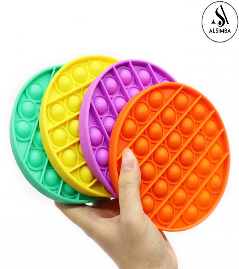 Alsimba Push Popit Bubble Fidget Toy for Kids – 5 Inch Circle – Silicone Stress Reliever – Purple Sensory Toy