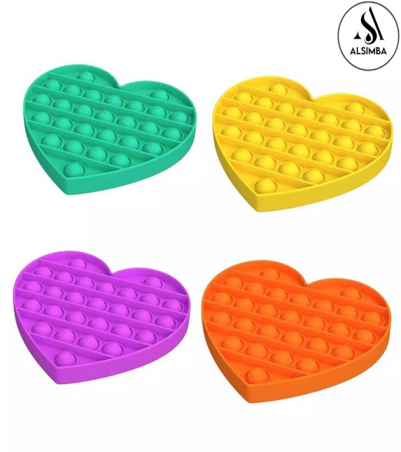Alsimba Push Popit Bubble Silicone Toy for Kids - Approx. 5 inches - Heart Purple