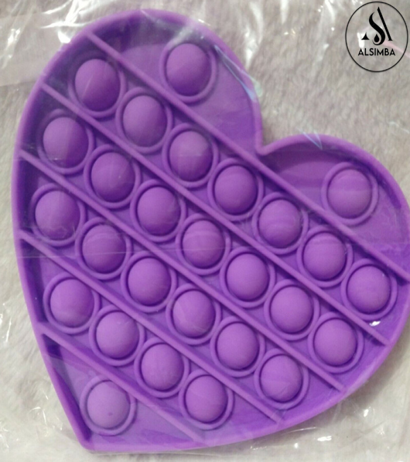 Alsimba Push Popit Bubble Silicone Toy for Kids - Approx. 5 inches - Heart Purple