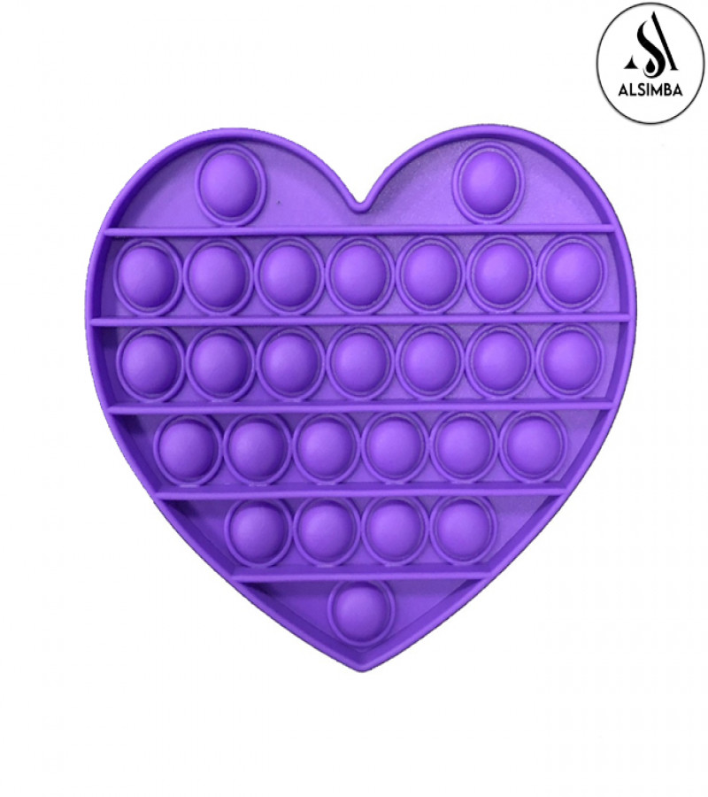 Alsimba Push Popit Bubble Silicone Toy for Kids - Approx. 5 inches - Heart Purple