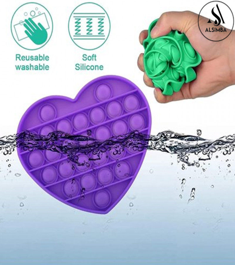 Alsimba Push Popit Bubble Silicone Toy for Kids - Approx. 5 inches - Heart Random Color