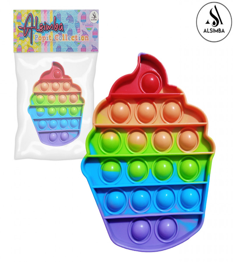 Alsimba Push Popit Bubble Silicone Toy for Kids - Approx. 5 inches - Ice Cream