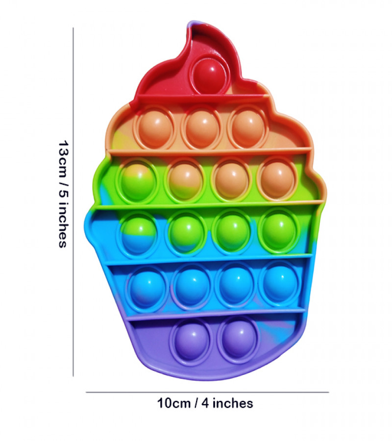Alsimba Push Popit Bubble Silicone Toy for Kids - Approx. 5 inches - Ice Cream