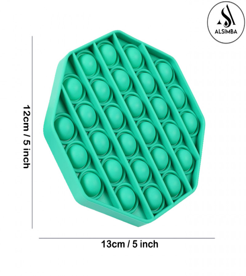Alsimba Push Popit Fidget Toy for Kids – Octagon Green – Silicone Bubble Sensory Toy – 5 Inch Stress Relief Fun
