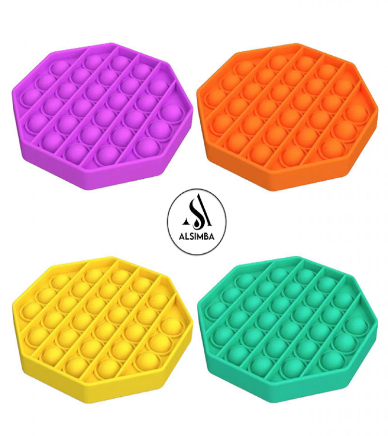 Alsimba Push Popit Bubble Fidget Toy for Kids - Red Octagon Shape - 5 Inches - Silicone Sensory Stress Relief Toy