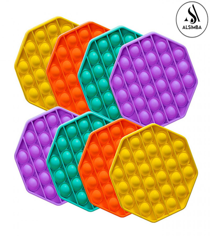 Alsimba Push Popit Bubble Fidget Toy for Kids - Red Octagon Shape - 5 Inches - Silicone Sensory Stress Relief Toy