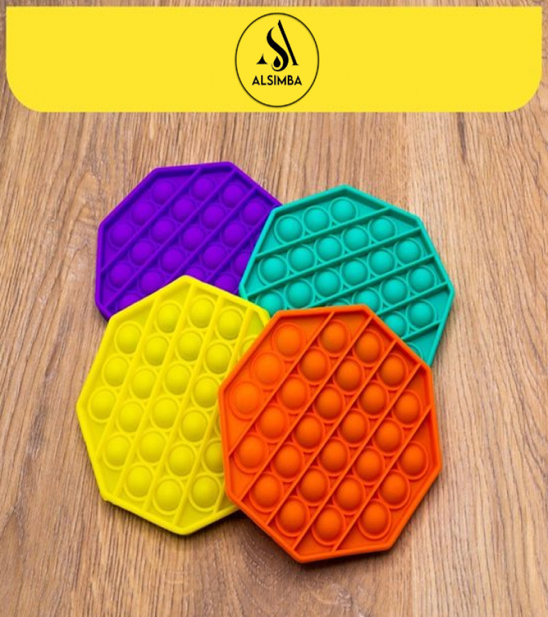 Alsimba Push Popit Bubble Fidget Toy for Kids - Red Octagon Shape - 5 Inches - Silicone Sensory Stress Relief Toy