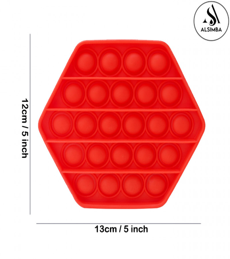 Alsimba Push Popit Bubble Fidget Toy for Kids - Red Octagon Shape - 5 Inches - Silicone Sensory Stress Relief Toy