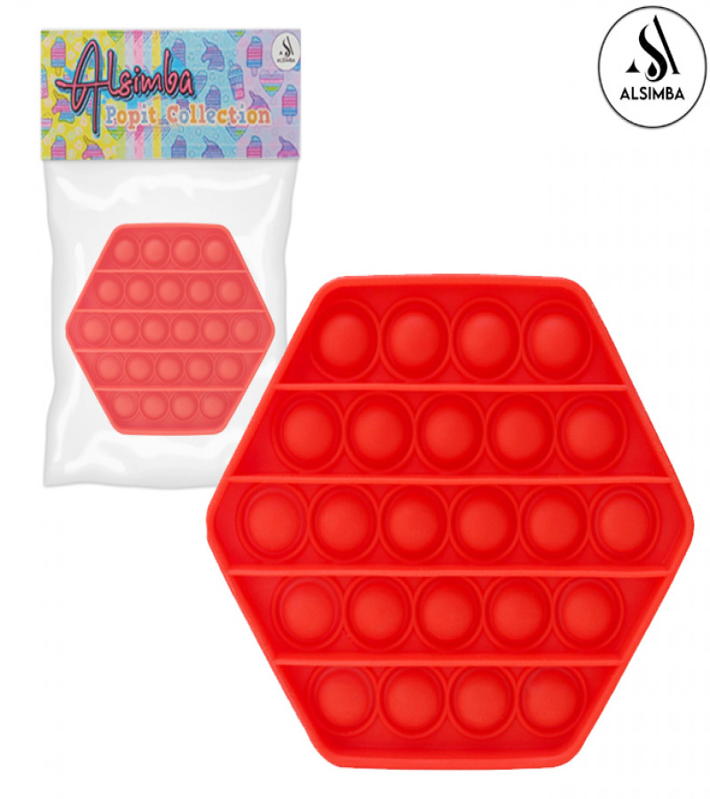 Alsimba Push Popit Bubble Fidget Toy for Kids - Red Octagon Shape - 5 Inches - Silicone Sensory Stress Relief Toy