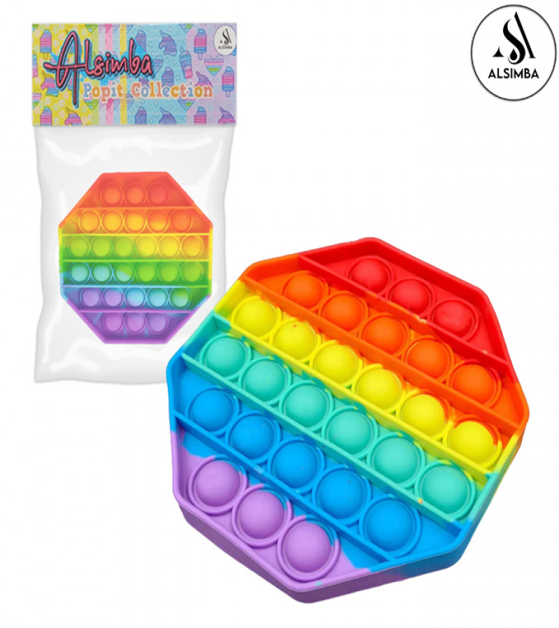 Alsimba Push Popit Bubble Silicone Toy for Kids - Approx. 6 inches - Octagon