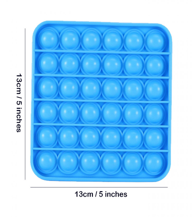 Alsimba Push Popit Bubble Silicone Toy for Kids - Approx. 7 inches - Square Blue