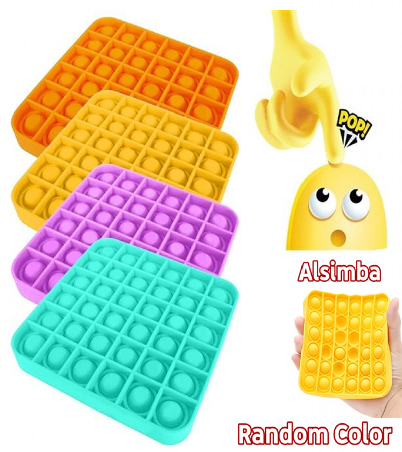 Alsimba Push Popit Bubble Silicone Toy for Kids - Approx. 7 inches - Square Blue