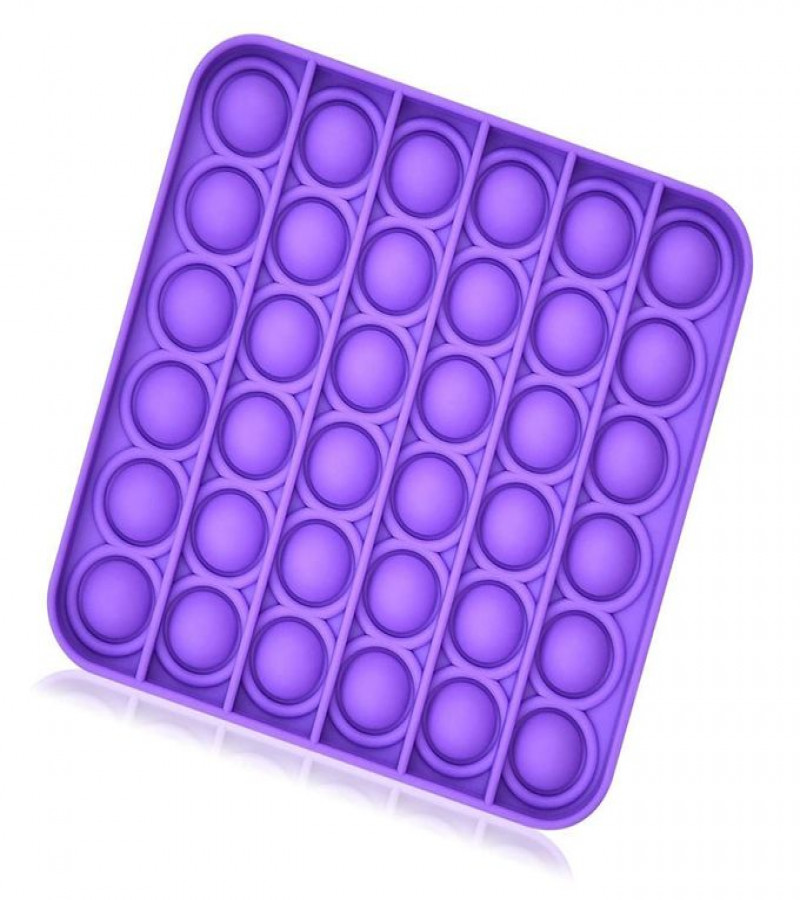 Alsimba Push Popit Bubble Silicone Toy for Kids - Approx. 7 inches - Square Purple
