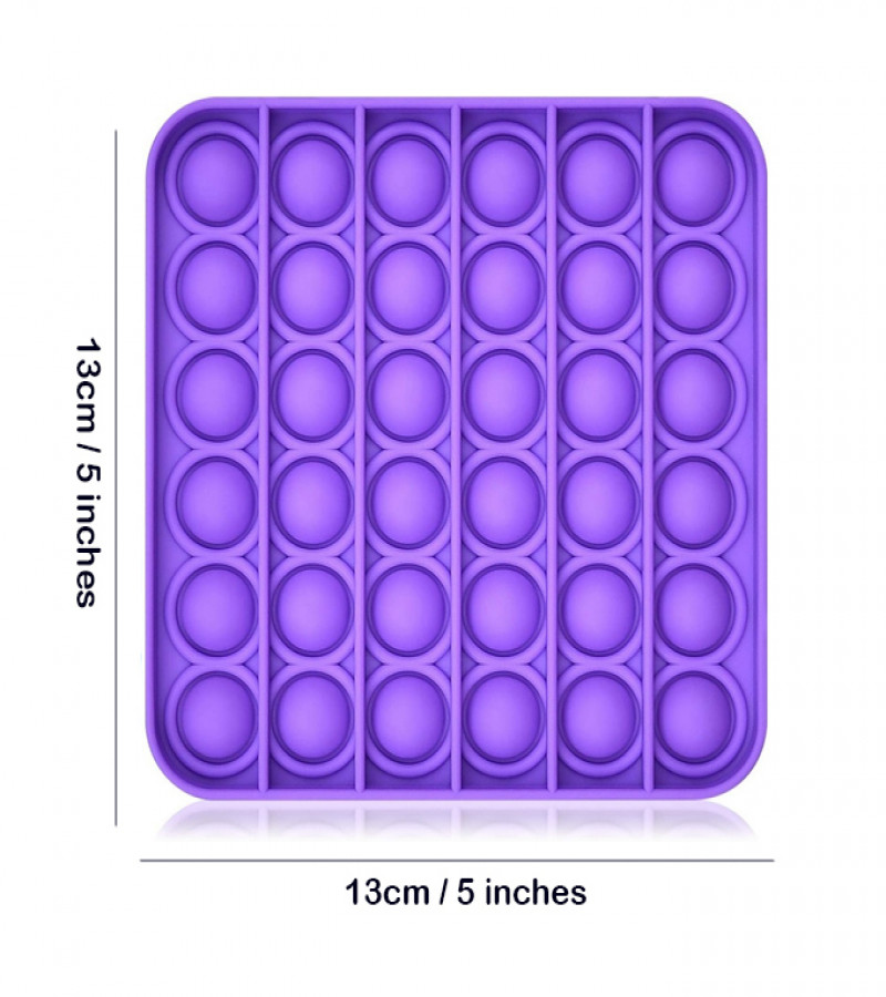 Alsimba Push Popit Bubble Silicone Toy for Kids - Approx. 7 inches - Square Purple