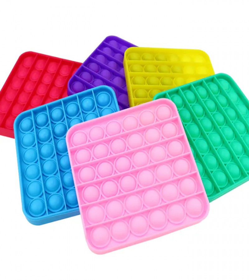 Alsimba Push Popit Bubble Silicone Toy for Kids - Approx. 7 inches - Square Purple