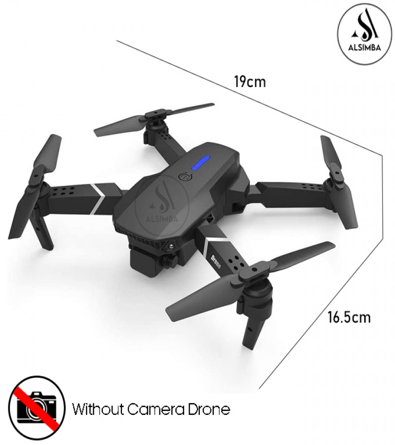 Alsimba E88 Pro Mini Foldable Black Hawk Drone - Remote Control - GPS - LED Lights - No Camera - Rechargeable