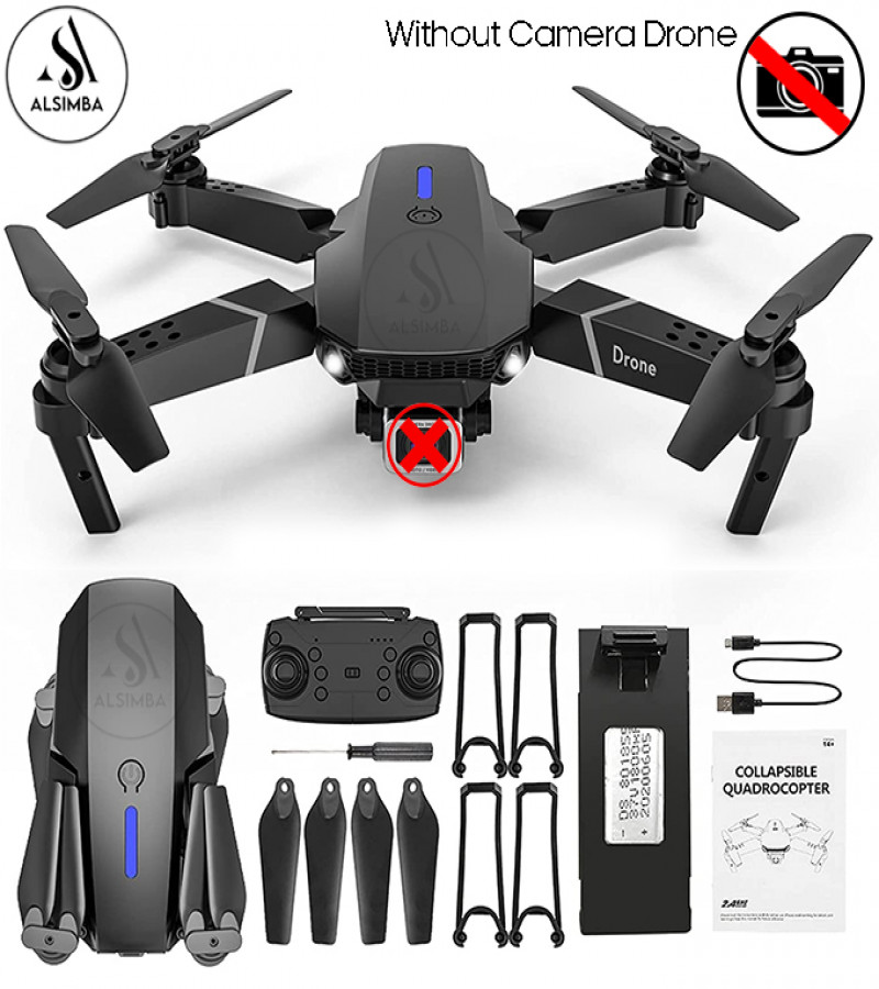 Alsimba E88 Pro Mini Foldable Black Hawk Drone - Remote Control - GPS - LED Lights - No Camera - Rechargeable