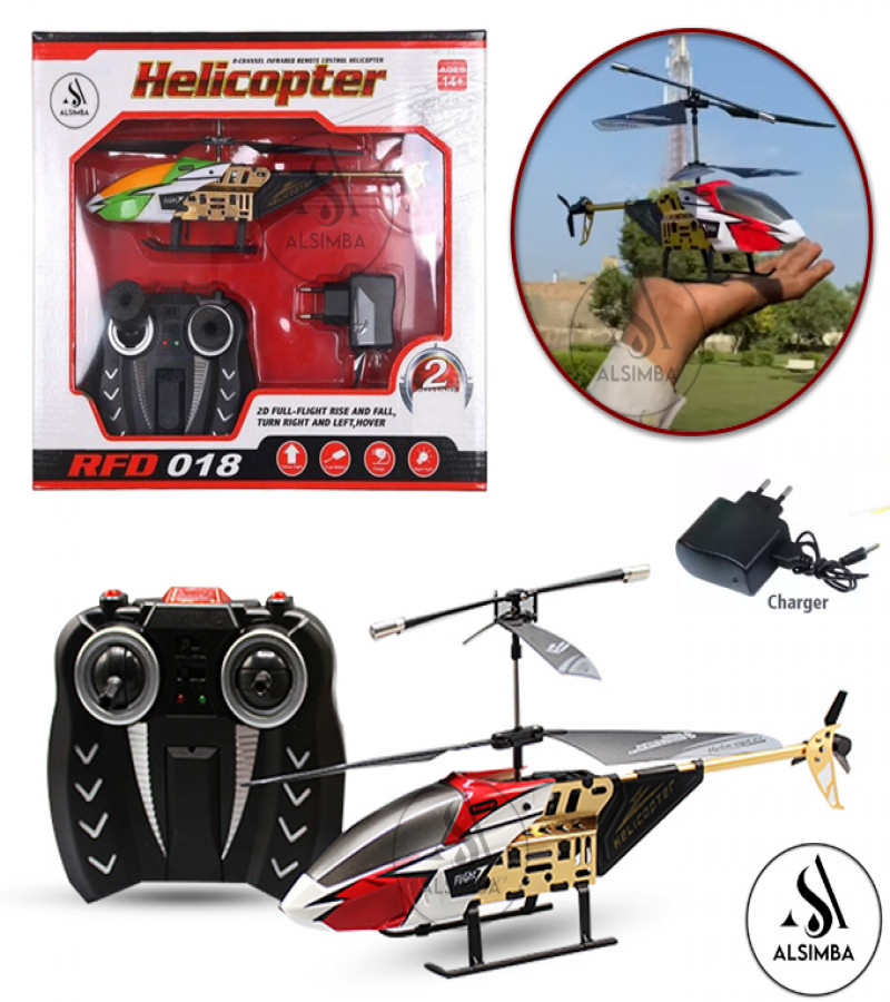 Alsimba RFD-018 2.0 Channel Rechargeable Remote Control Flying Helicopter Toy for Kids – Random Color – Indoor RC Fun