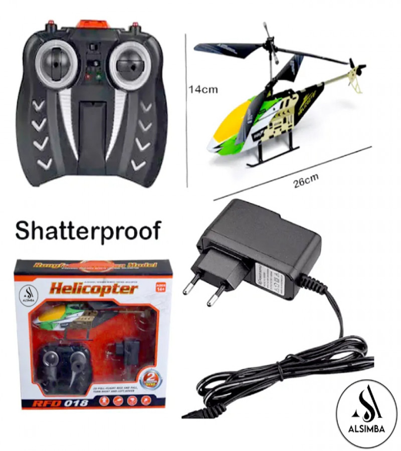 Alsimba RFD-018 2.0 Channel Rechargeable Remote Control Flying Helicopter Toy for Kids – Random Color – Indoor RC Fun