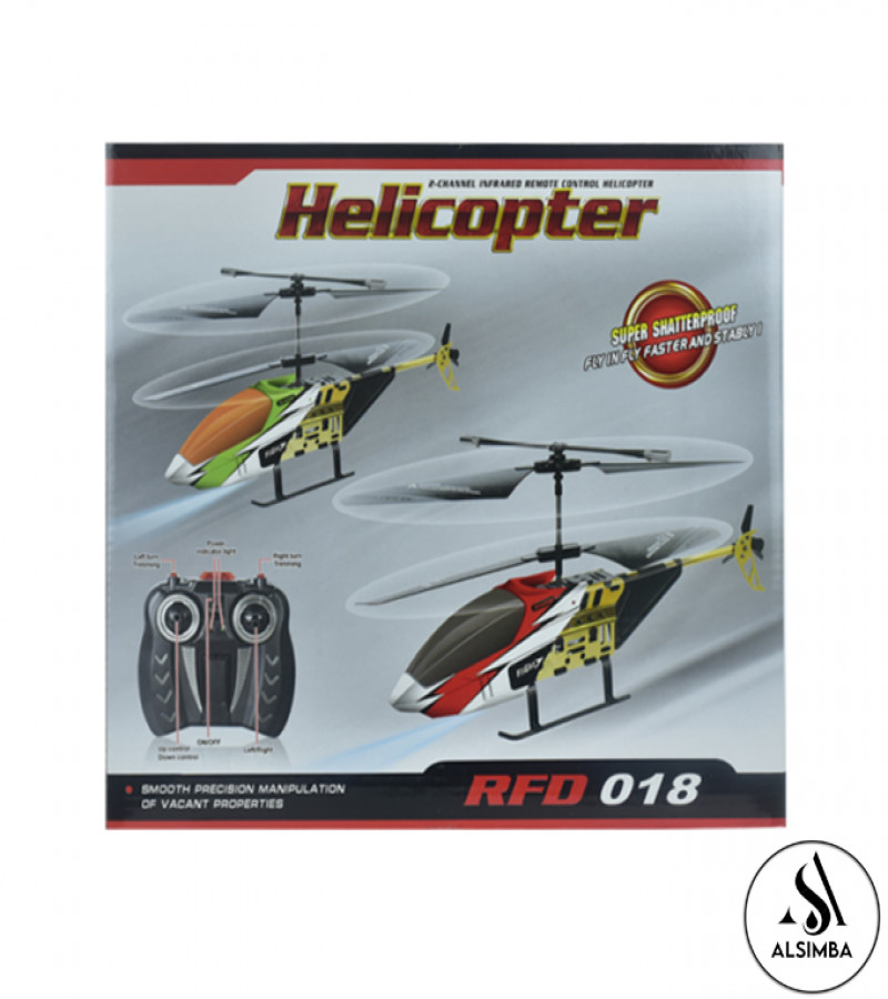 Alsimba RFD-018 2.0 Channel Rechargeable Remote Control Flying Helicopter Toy for Kids – Random Color – Indoor RC Fun