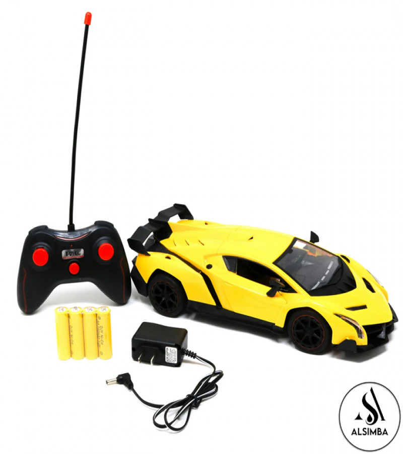 Alsimba RC Rechargeable Lamborghini Veneno Car 1:18 Scale with Lights, Sound, 4 Channel, Openable Doors – Green