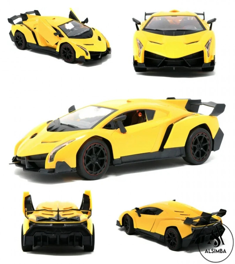 Alsimba RC Rechargeable Lamborghini Veneno Car 1:18 Scale with Lights, Sound, 4 Channel, Openable Doors – Green