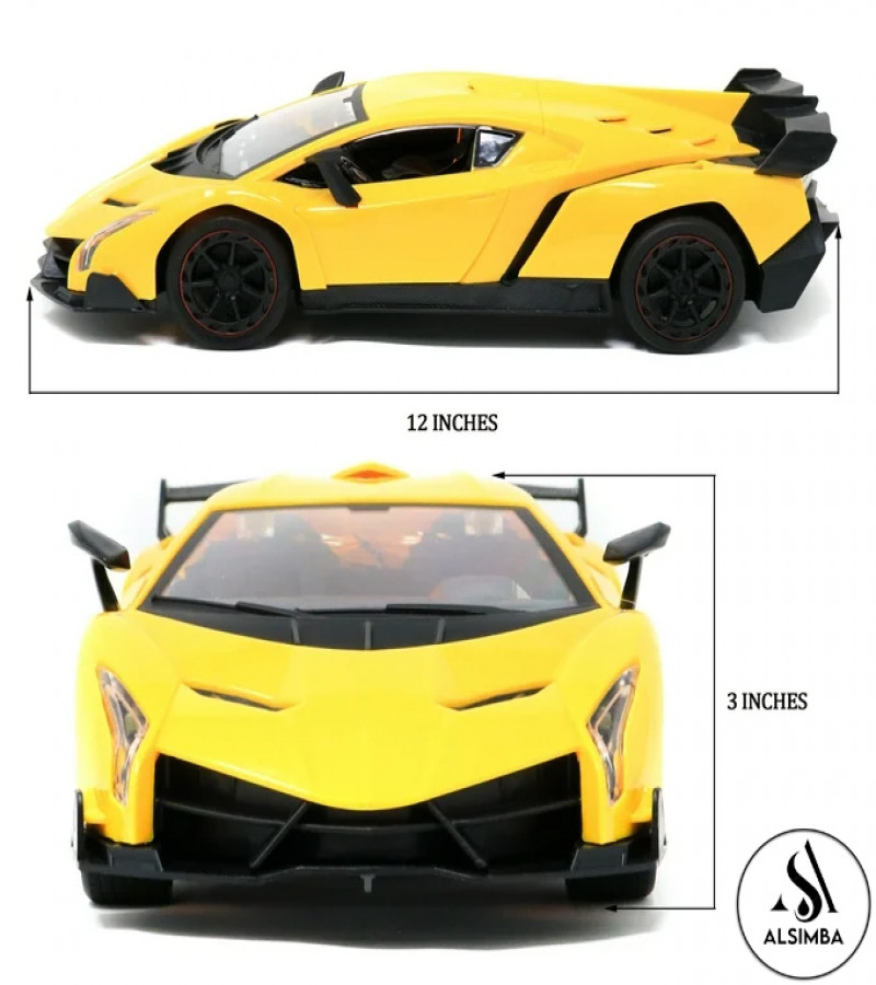Alsimba RC Rechargeable Lamborghini Veneno Car 1:18 Scale with Lights, Sound, 4 Channel, Openable Doors – Green
