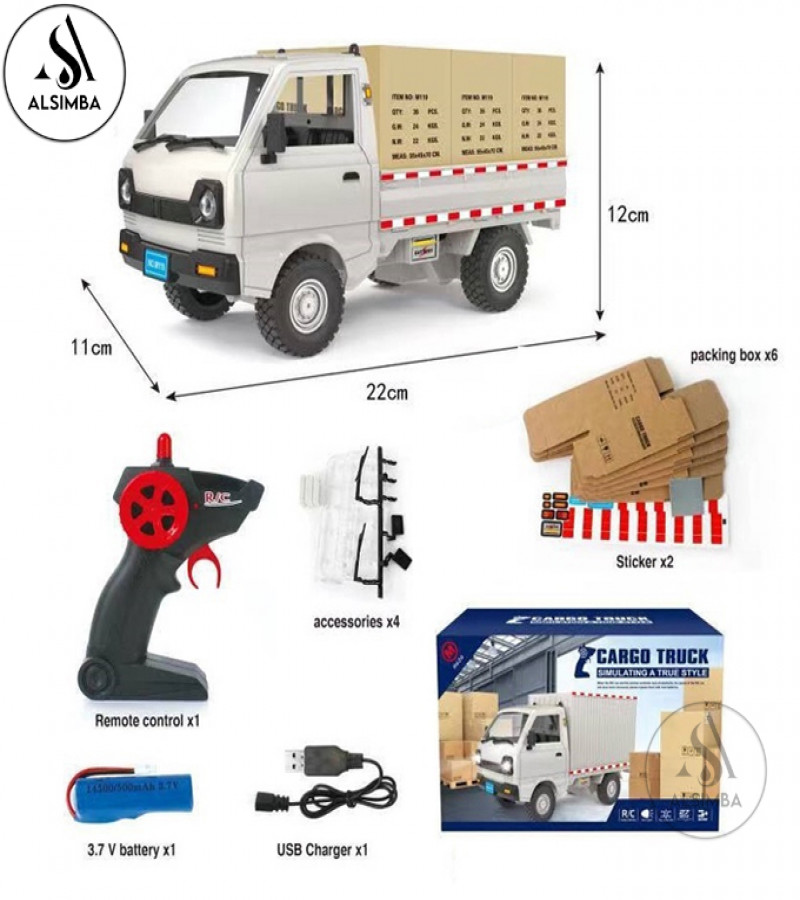 Alsimba RC Suzuki Truck Rechargeable Spray Smoke Pickup – 1:16 Scale with Sound, Lights, Random Color Delivery Toy